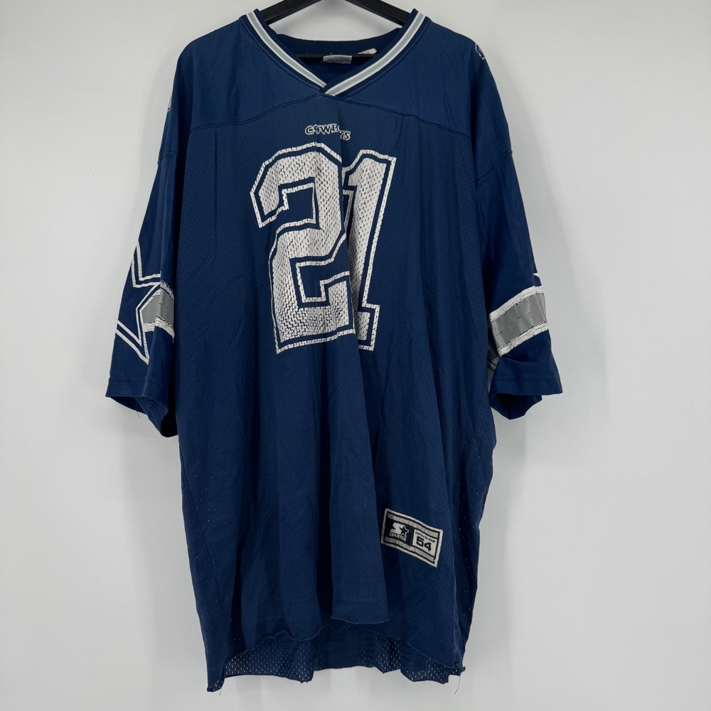 Vintage 1995 Starter Deion Sanders Dallas Cowboys Jersey Blue Size 54 XXL 21
